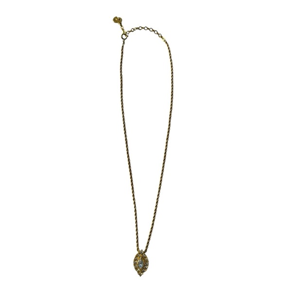 Vintage - CHRISTIAN DIOR Gold Tone Cat Eye Pendant Necklace - Picture 9 of 11